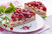 A slices wild strawberry tart