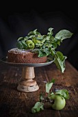 Apple cake on a cake stand