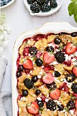 A goat's cheese and berry bread pudding