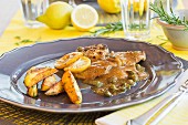 Lemon schnitzel with caper sauce (Italy)