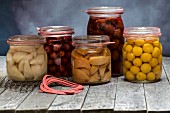 Preserved fruits (pears, cherries, plums, small yellow plums and apple)