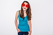 Teenage girl wearing sun glasses