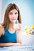 Woman drinking juice