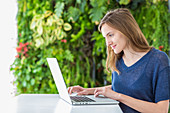 Woman using a laptop