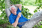 Man resting in a hammock