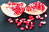 Halved pomegranate
