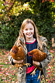 Child with hens