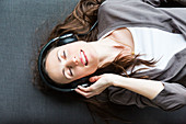 Woman using headphones