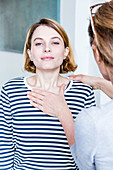 Woman practicing respiratory exercises