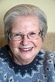 Elderly woman wearing varifocal lenses