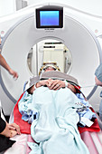 CT scan during deep brain stimulation surgery