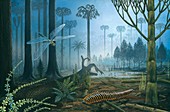 Carboniferous landscape, illustration