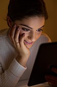 Woman using digital tablet