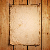 Blank paper on wooden boards