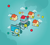Conceptual illustration of online shopping for house