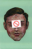 Illustration of businessman with do not use sign