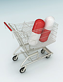Illustration of capsules in shopping cart