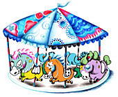 Illustration of colourful carousel
