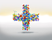 Illustration of cross shaped medicines