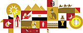 Illustration of Egypt over white background