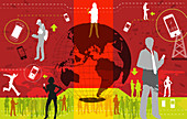 Illustration of global communication