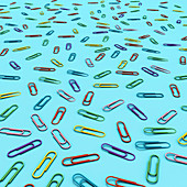 Illustration of various multi coloured paper clips