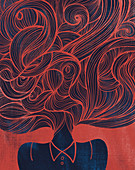 Illustration of woman with tangled hair