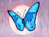 Illustration of world map on butterfly wings