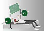 Man exercising in a gym, illustration