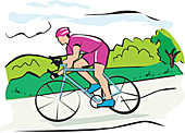 Man riding a bicycle, illustration