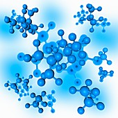 Blue molecules, illustration