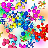 Multicoloured molecules, illustration