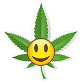 Smiling cannabis sign, illustration