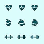 Fitness icons, illustration