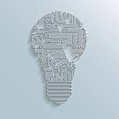 Circuit board light bulb, illustration
