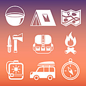 Camping icons, illustration