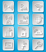 Wireless communication icons , illustration