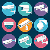 Surveillance icons, illustration