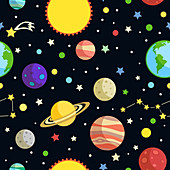 Planets and stars, illustration