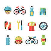 Cycling icons, illustration