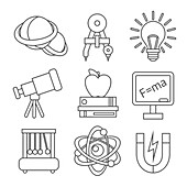 Physics icons, illustration