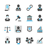 Law and justice icons, illustration