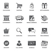 Online shopping icons, illustration