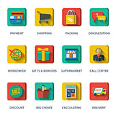 Online shopping icons, illustration