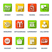 Online shopping icons, illustration