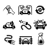 Car wash icons, illustration