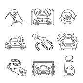 Car wash icons, illustration