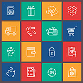 Online shopping icons, illustration