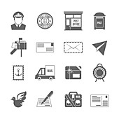 Postal service icons, illustration