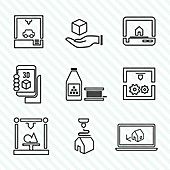 3d printing icons, illustration